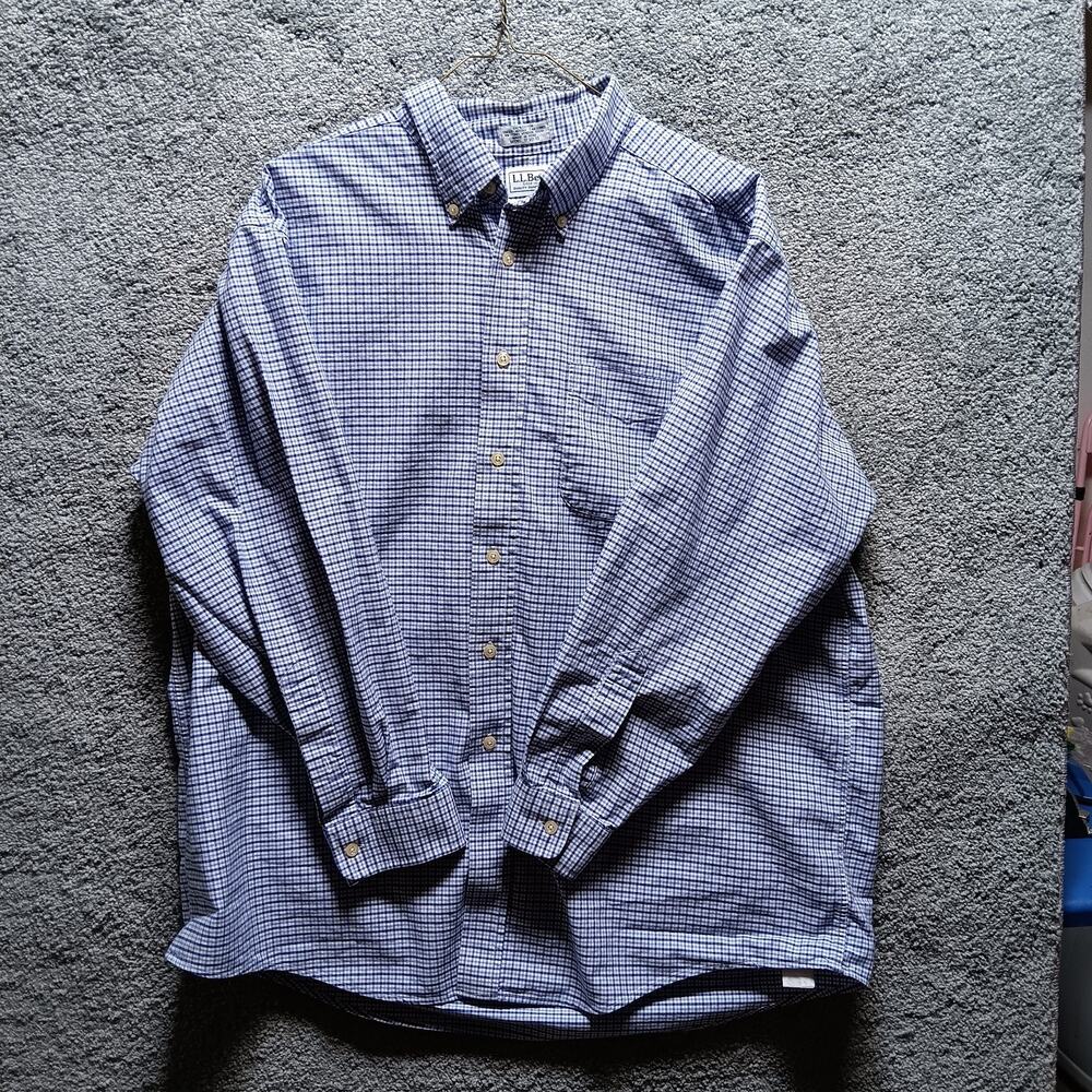 LL Bean Plaid Button Down Shirt Men’s 17.5/33 Wrinkle Resistant Long Sleeve
